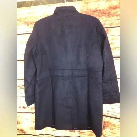 Women’s Navy Blue Faux Wool Jacket - Picture 4 of 12